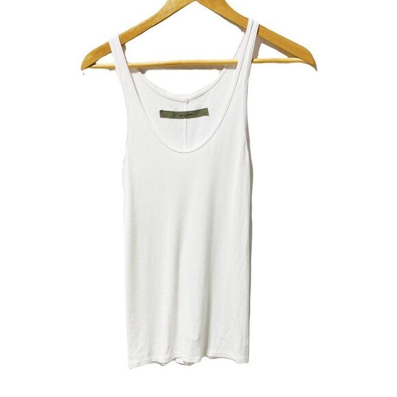 Enza Costa Silk Rib Scoop Racer Back Tank Top White - Picture 2 of 4